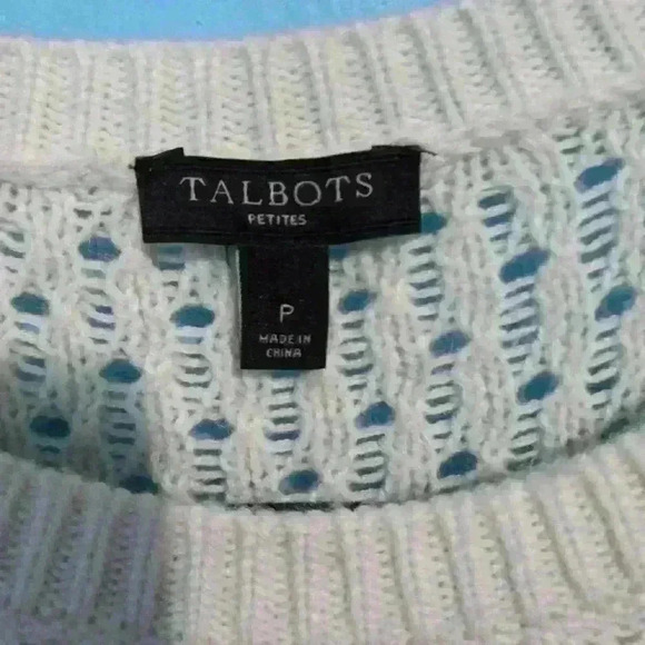 Talbots white sweater size P nylon and lambs wool blend, super soft luxury open - Picture 2 of 9